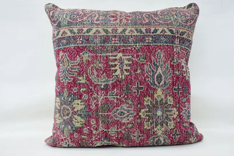 Handmade Kilim Cushion, Colorful Cushion Cover, Pillow Case, Vintage Kilim Throw Pillow, 32x32 Pink Cushion Case, Ethnical Kilim Rug Pillow - 1