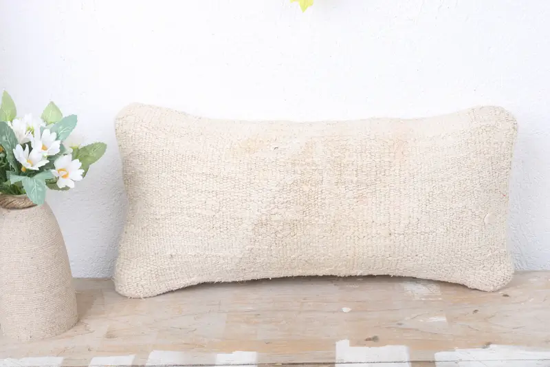 Boho Pillow Sham Cover, 8x16 White Cushion, Kilim Pillow Cover, Kilim Pillow, Kilim Rug Pillow Cover, Neutral Throw Pillow Case, Cushion Cover - 2