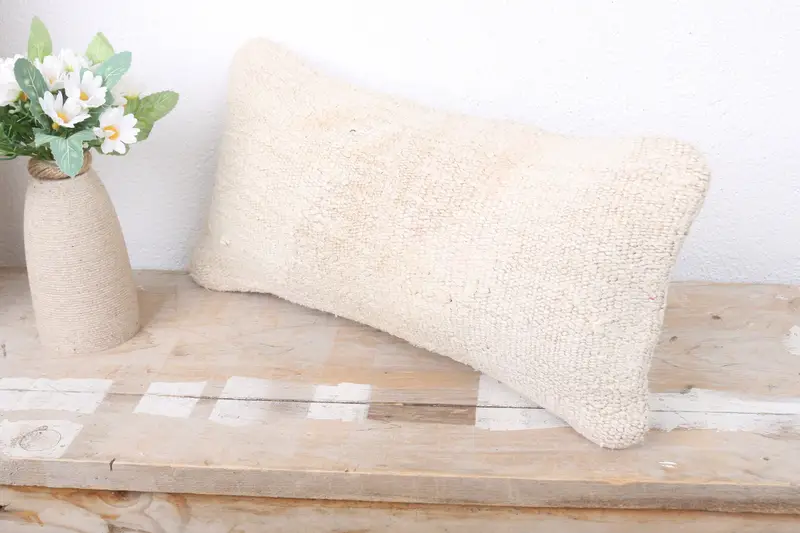 Boho Pillow Sham Cover, 8x16 White Cushion, Kilim Pillow Cover, Kilim Pillow, Kilim Rug Pillow Cover, Neutral Throw Pillow Case, Cushion Cover - 4