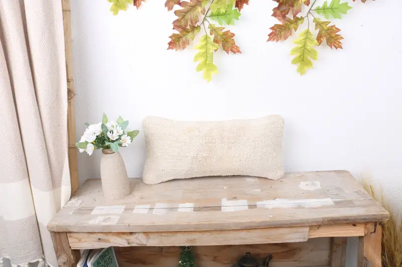Boho Pillow Sham Cover, 8x16 White Cushion, Kilim Pillow Cover, Kilim Pillow, Kilim Rug Pillow Cover, Neutral Throw Pillow Case, Cushion Cover - 1
