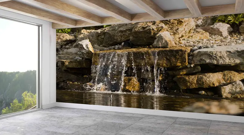 Bedruckte Wasserfall-Landschaftstapete: Die Gelassenheit der Natur geschmückt