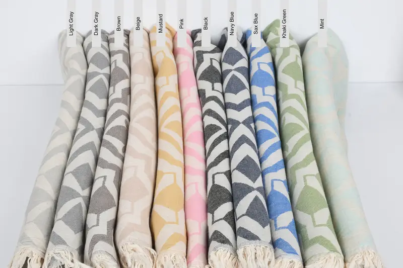 Turkish Hand Towel Tulip Patterned Dish Towel, Cotton, Beige, 40x24 or 60x100 cm