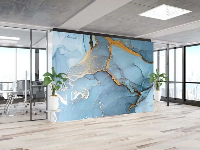 Gold Marble Wall Print, Custom Wall Paper, Paper Wall Art, Blue And Gold Marble, Bright Wall Paper, Alcohol Ink Wall Paper, - 9