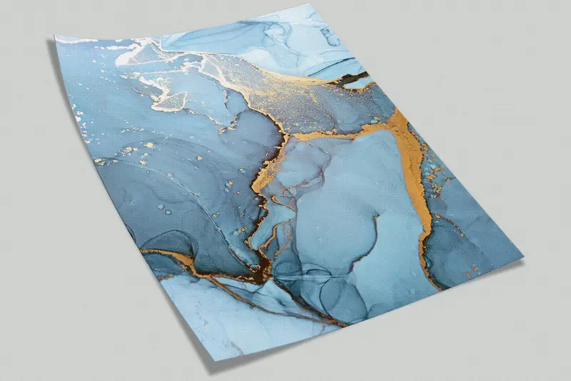 Gold Marble Wall Print, Custom Wall Paper, Paper Wall Art, Blue And Gold Marble, Bright Wall Paper, Alcohol Ink Wall Paper, - 6