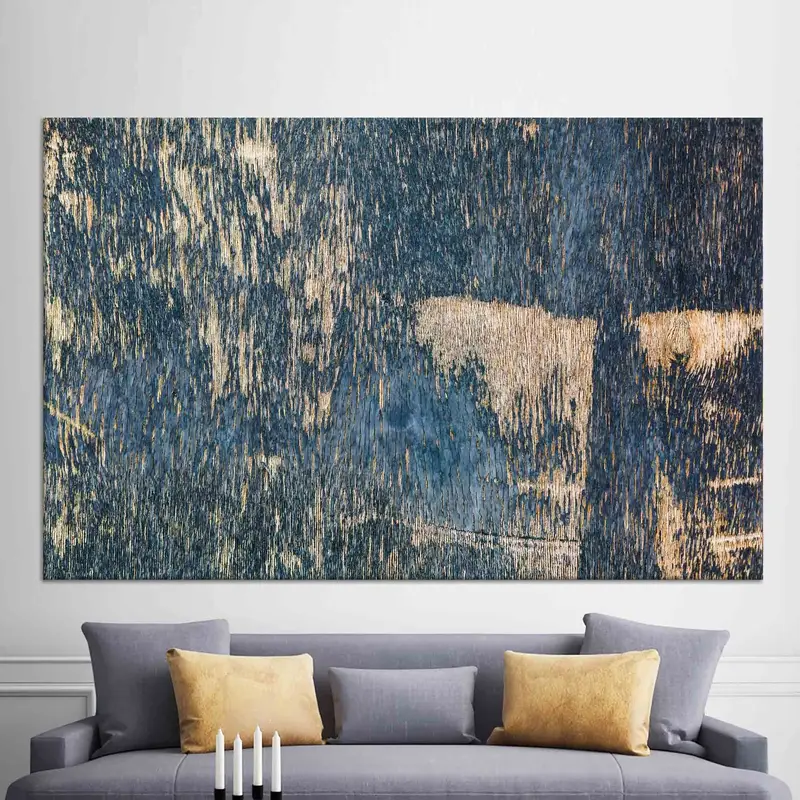 ヴィンテージ石膏効果ネイビーブルーファームハウスキャンバスプリント