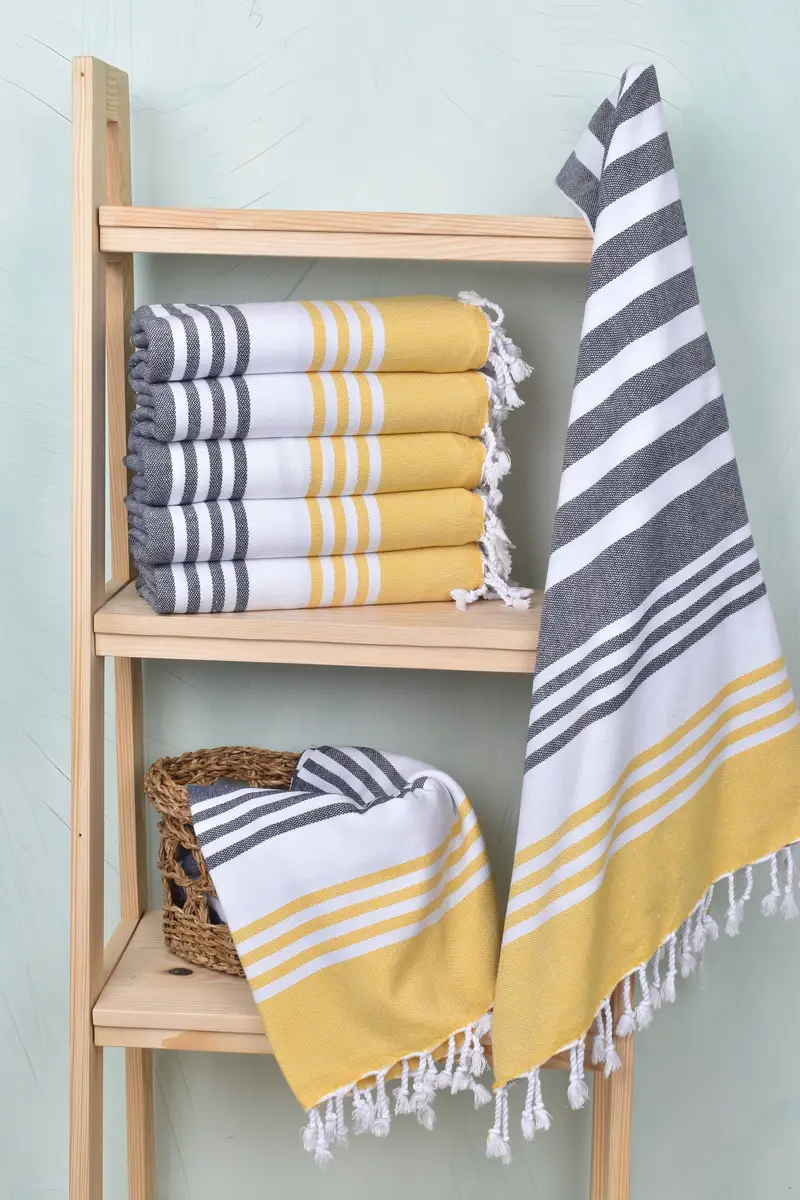 Monogrammed Beach Towel, Absorbent Turkish towel, Organic Towel, Bath towel, 70x36 Cotton Striped Towel, Personalize Gift, Family Gift Basket - 3