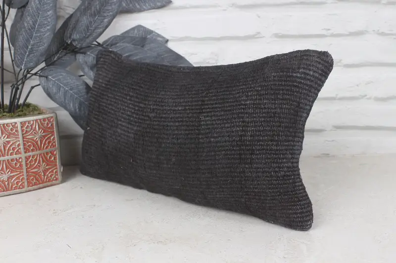 Ethnic Pillow Cover Cushion Cover, Ethnical Kilim Rug Pillow, Pillow Sham, Turkish Pillow, 8x16 Gray Pillow Sham, Vintage Pillow - 3