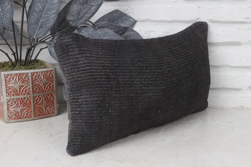 Ethnic Pillow Cover Cushion Cover, Ethnical Kilim Rug Pillow, Pillow Sham, Turkish Pillow, 8x16 Gray Pillow Sham, Vintage Pillow - 4