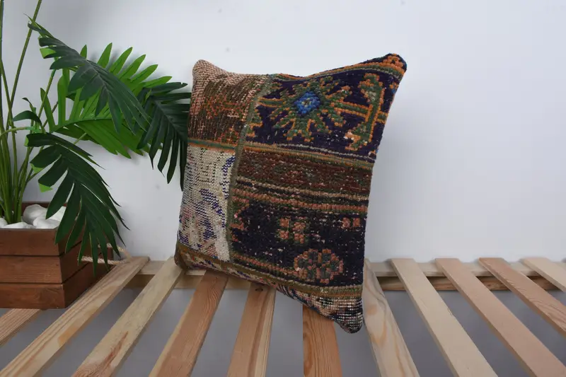 Ottoman Pillow Case, 16x16 Blue Pillow, Outdoor Throw Cushion Cover, Kilim Pillow, Interior Designer Pillow, Cushion, Handmade Kilim Cushion - 5