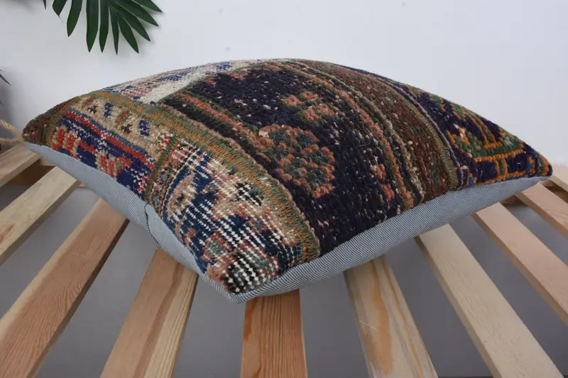 Ottoman Pillow Case, 16x16 Blue Pillow, Outdoor Throw Cushion Cover, Kilim Pillow, Interior Designer Pillow, Cushion, Handmade Kilim Cushion - 6