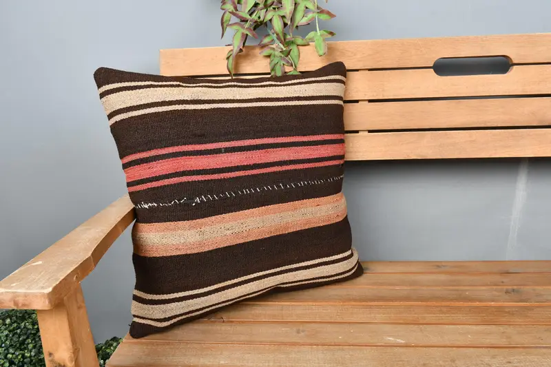 Pillow, Aztec Pillow, Bench Pillow Sham, Vintage Kilim Pillow, Bench Pillow, Kilim Cushion Sham, Kilim Pillow Cover, 18x18 Red Pillow Case - 1