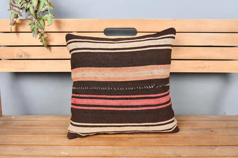 Pillow, Aztec Pillow, Bench Pillow Sham, Vintage Kilim Pillow, Bench Pillow, Kilim Cushion Sham, Kilim Pillow Cover, 18x18 Red Pillow Case - 6