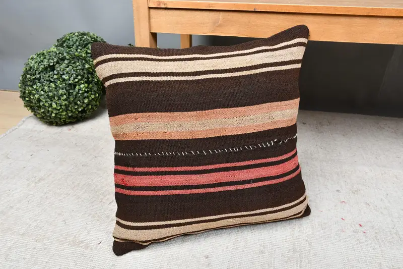 Pillow, Aztec Pillow, Bench Pillow Sham, Vintage Kilim Pillow, Bench Pillow, Kilim Cushion Sham, Kilim Pillow Cover, 18x18 Red Pillow Case - 7