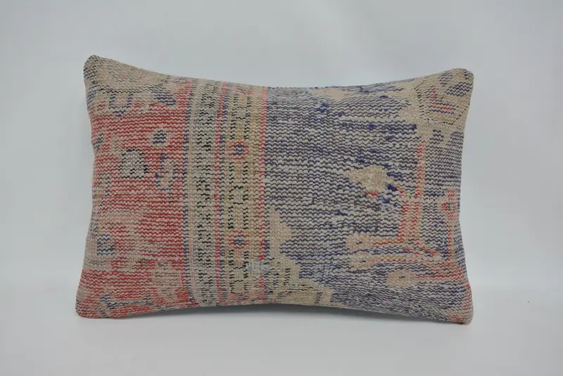 Turkish Pillow, Authentic Pillow, Outdoor Cushion, Antique Pillows, Vintage Kilim Pillow, 16x24 Blue Pillow, Cushion, Farmhouse Cushion Case - 1