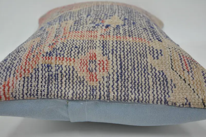 Turkish Pillow, Authentic Pillow, Outdoor Cushion, Antique Pillows, Vintage Kilim Pillow, 16x24 Blue Pillow, Cushion, Farmhouse Cushion Case - 5