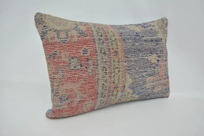 Turkish Pillow, Authentic Pillow, Outdoor Cushion, Antique Pillows, Vintage Kilim Pillow, 16x24 Blue Pillow, Cushion, Farmhouse Cushion Case - 3