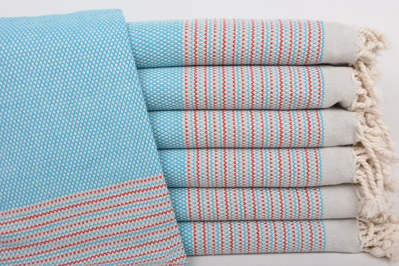 Personalized Turkish Beach Towel, Red-Turquoise, 63x40 Inches