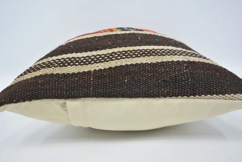 Antique Pillows, Boho Pillow, Ethnical Kilim Rug Pillow, Pillow Sham, 16x24 Orange Pillow Case, Handwoven Pillow Cover Cushion Case - 5