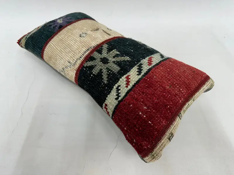 Black & Red Patchwork Throw Pillow, 10x20 Inches Size Pillow - 6