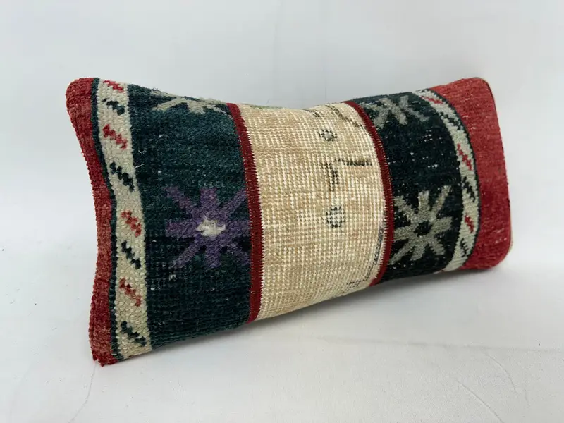 Black & Red Patchwork Throw Pillow, 10x20 Inches Size Pillow - 2