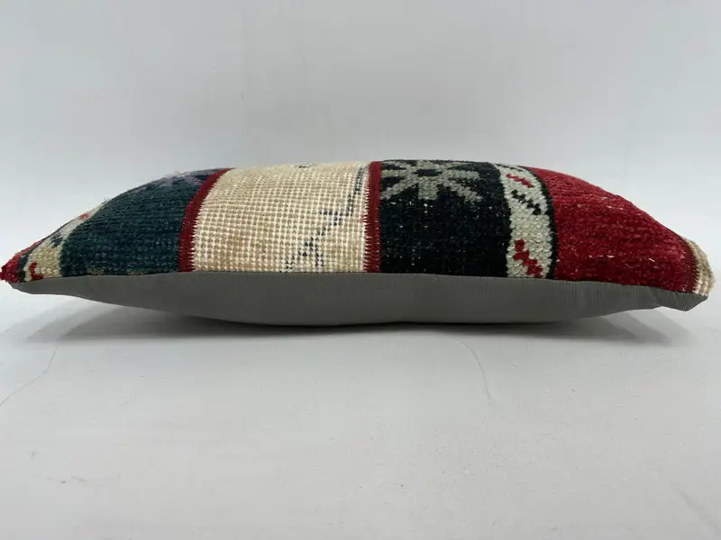 Black & Red Patchwork Throw Pillow, 10x20 Inches Size Pillow - 5