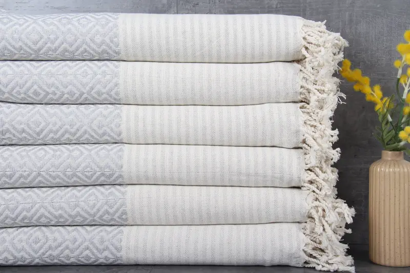 Beach Towel Turkish Bath Towel Light Gray Organic Cotton, 38x75 Inches