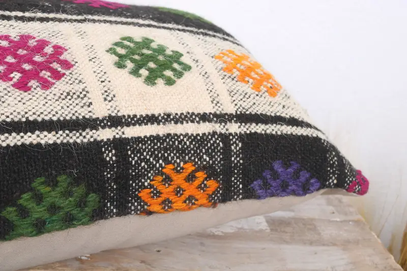 Kilim Pillow Cover, Cushion Case, Floor Pillow Case, Vintage Kilim Pillow, Sofa Pillow, 12x20 White Pillow, Couch Cushion, Antique Pillows - 6