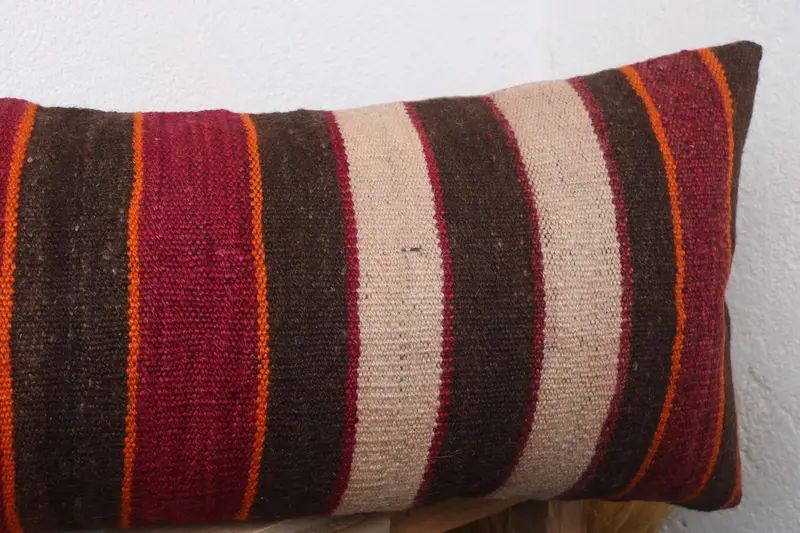 Pillow Cover, Neutral Throw Pillow Cover, 12x36 Red Pillow Case, Kilim Pillow, Turkish Kilim Pillow, Interior Designer Pillow, Oriental Pillow - 5