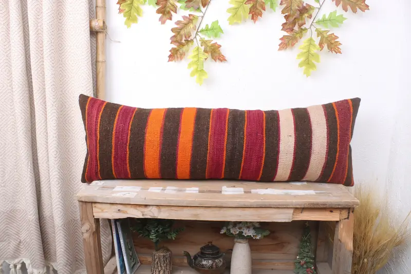 Pillow Cover, Neutral Throw Pillow Cover, 12x36 Red Pillow Case, Kilim Pillow, Turkish Kilim Pillow, Interior Designer Pillow, Oriental Pillow - 1