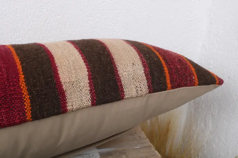 Pillow Cover, Neutral Throw Pillow Cover, 12x36 Red Pillow Case, Kilim Pillow, Turkish Kilim Pillow, Interior Designer Pillow, Oriental Pillow - 6
