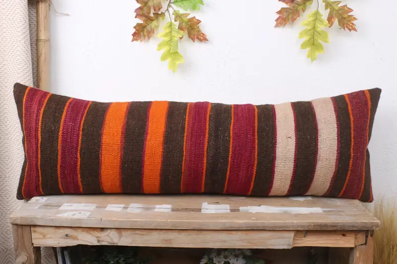 Pillow Cover, Neutral Throw Pillow Cover, 12x36 Red Pillow Case, Kilim Pillow, Turkish Kilim Pillow, Interior Designer Pillow, Oriental Pillow - 2