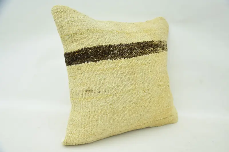 Neutral Pillow Case, Garden Pillow Sham, Pillow for Sofa, Interior Designer Pillow, Cushion Case, Tapestry Cushion, Boho Pillow, 16x16 Beige Cushion - 2