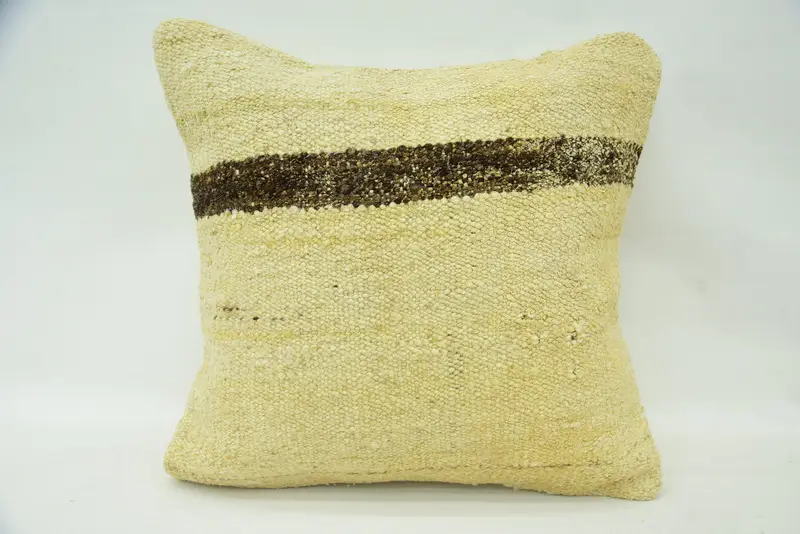 Neutral Pillow Case, Garden Pillow Sham, Pillow for Sofa, Interior Designer Pillow, Cushion Case, Tapestry Cushion, Boho Pillow, 16x16 Beige Cushion - 4