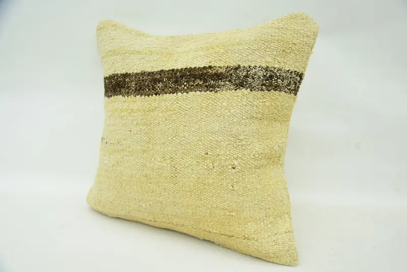 Neutral Pillow Case, Garden Pillow Sham, Pillow for Sofa, Interior Designer Pillow, Cushion Case, Tapestry Cushion, Boho Pillow, 16x16 Beige Cushion - 3
