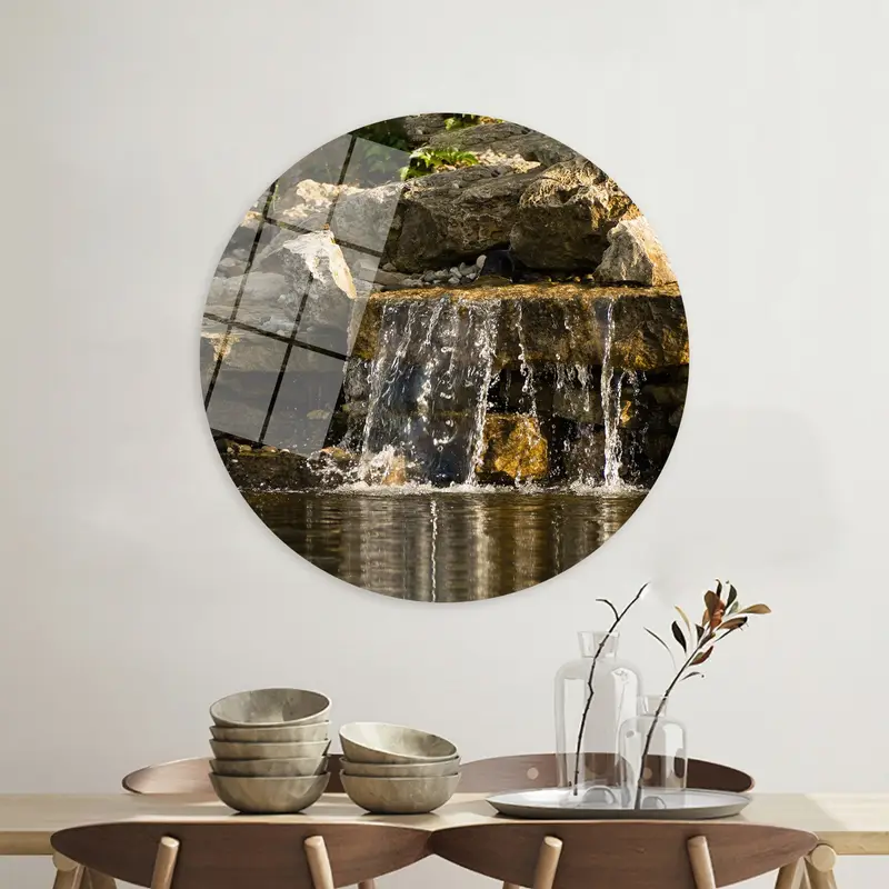 Serenity Unleashed: Printed Canvas of Waterfall Landscape