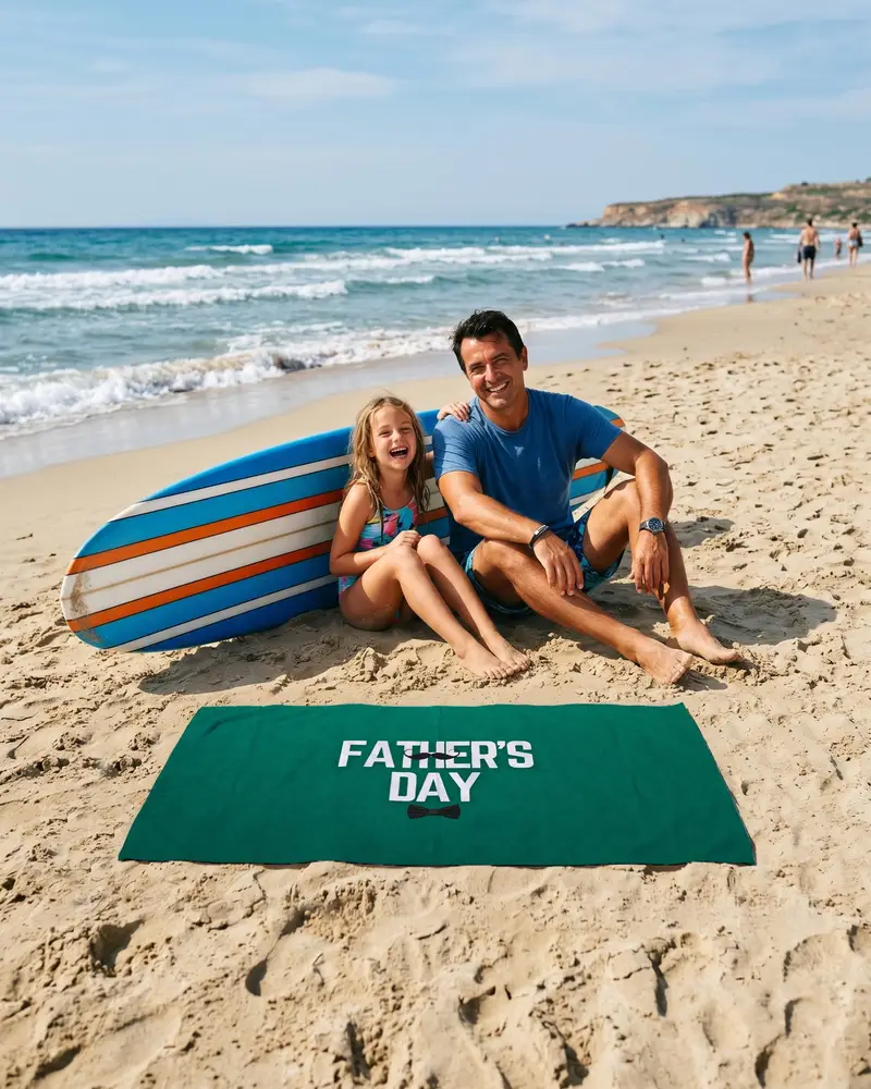 Personalized Beach Towel, Custom Pool Towel, Father’s Day Gift for Dad, Funny Mustache Towel - 1