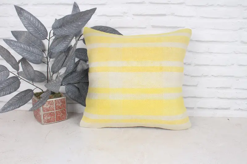 Kilim Cushion Sham, Pillow, Kilim Pillow, Meditation Pillow Sham, 18x18 White Cushion Cover, Car Pillow Sham, Turkish Kilim Pillow - 1