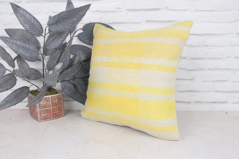 Kilim Cushion Sham, Pillow, Kilim Pillow, Meditation Pillow Sham, 18x18 White Cushion Cover, Car Pillow Sham, Turkish Kilim Pillow - 4