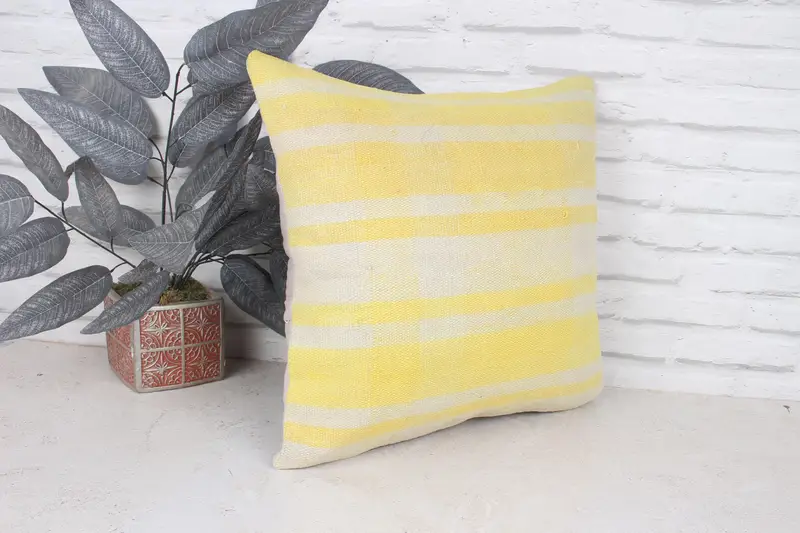 Kilim Cushion Sham, Pillow, Kilim Pillow, Meditation Pillow Sham, 18x18 White Cushion Cover, Car Pillow Sham, Turkish Kilim Pillow - 3