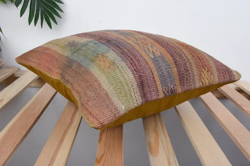 Colorful Pillow, 16x16 Red Cushion Cover, Office Chair Cushion Cover, Boho Pillow, Ethnical Kilim Rug Pillow, Interior Designer Pillow, Cushion Case - 3