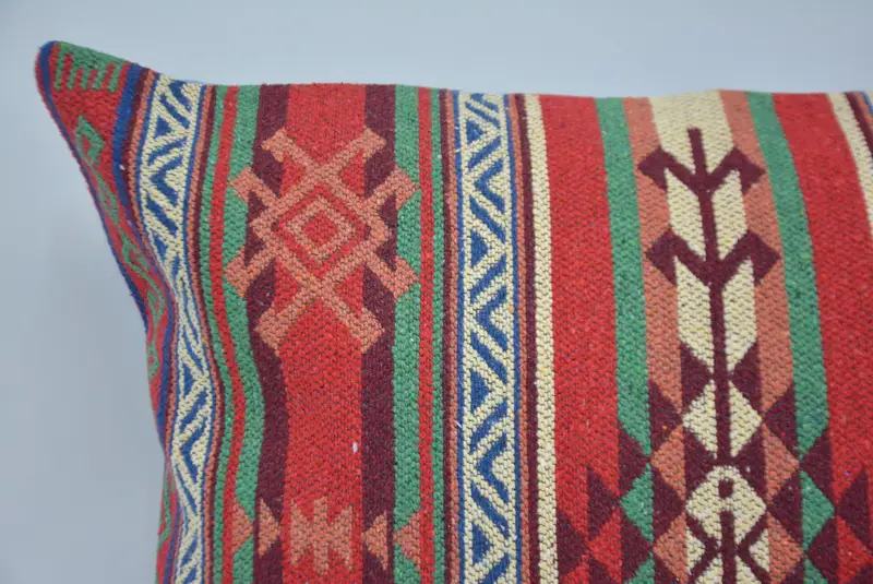 Christmas Cushion, Colorful Pillow Case, Cushion, 20x28 Red Pillow, Interior Designer Pillow, Vintage Kilim Throw Pillow, Ethnical Kilim Rug Pillow - 2