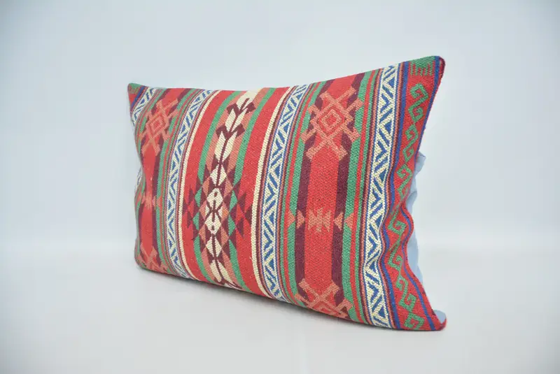 Christmas Cushion, Colorful Pillow Case, Cushion, 20x28 Red Pillow, Interior Designer Pillow, Vintage Kilim Throw Pillow, Ethnical Kilim Rug Pillow - 4