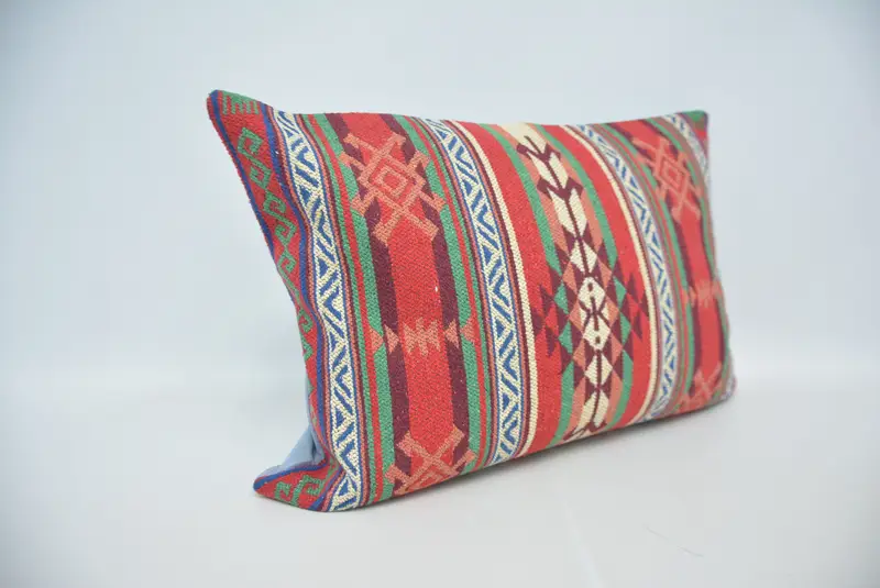 Christmas Cushion, Colorful Pillow Case, Cushion, 20x28 Red Pillow, Interior Designer Pillow, Vintage Kilim Throw Pillow, Ethnical Kilim Rug Pillow - 3
