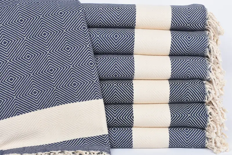 Personalized Navy Diamond Towel for Bridesmaid, 40x79 Inches