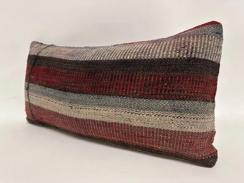 Toss Cushion Case, Pillow for Couch, Vintage Kilim Throw Pillow, Pillow, Rustic Pillow Case, 12x24 Brown Cushion Cover, Antique Pillows - 3