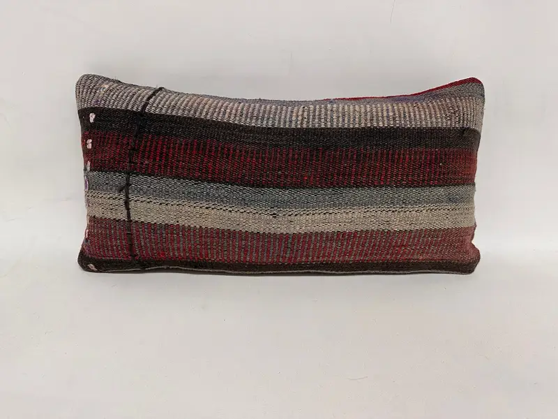 Toss Cushion Case, Pillow for Couch, Vintage Kilim Throw Pillow, Pillow, Rustic Pillow Case, 12x24 Brown Cushion Cover, Antique Pillows - 1