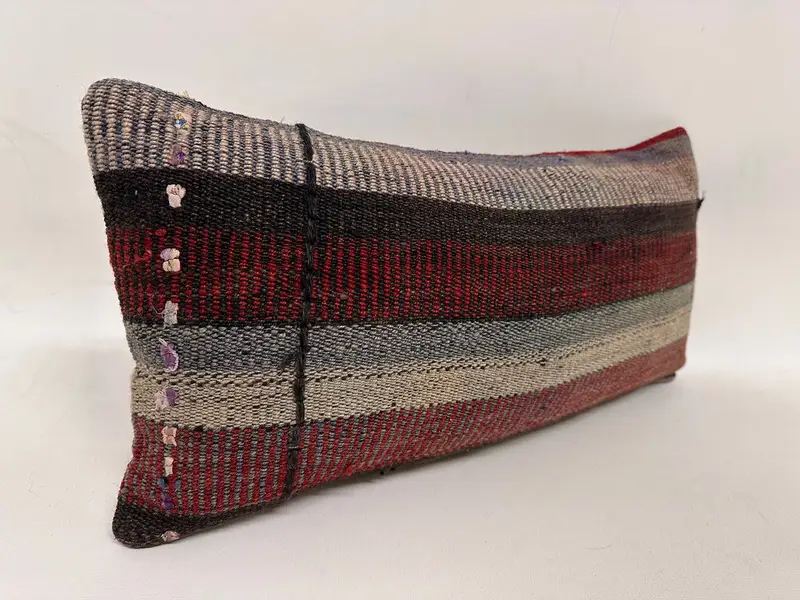 Toss Cushion Case, Pillow for Couch, Vintage Kilim Throw Pillow, Pillow, Rustic Pillow Case, 12x24 Brown Cushion Cover, Antique Pillows - 4
