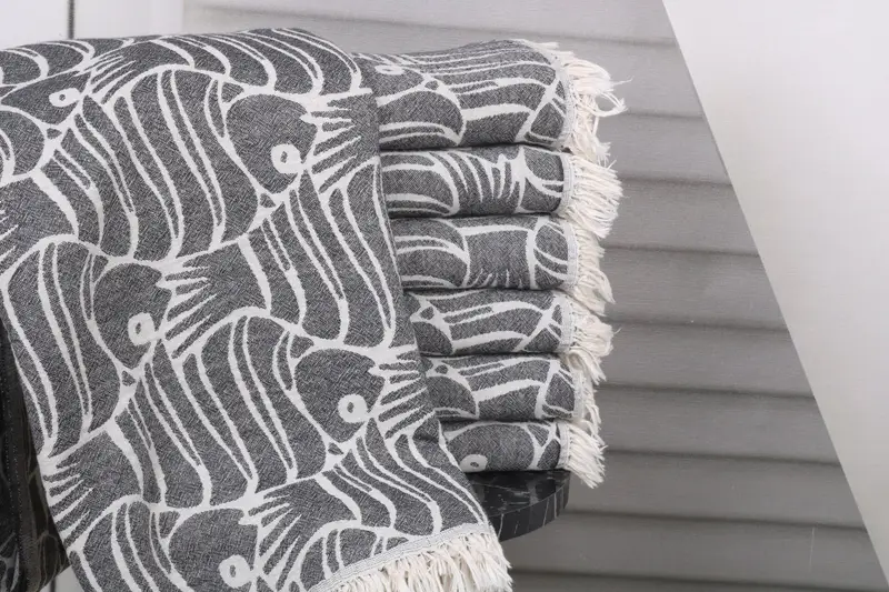 Personalized Gifts, Gift For Bride, Bachelorette Party Decorations, Lightweight Turkish towel, Scarf Towel, 70x36 Cotton Fish Design Towel - 2