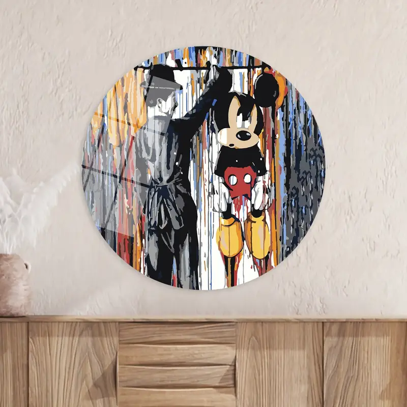抽象的なグラフィティ ストリート キャンバス: 現代的なミッキー マウス アート プリント
