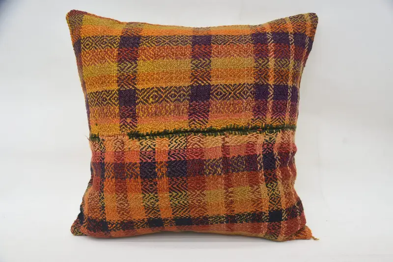 Interior Designer Pillow, Ethnic Pillow Cover Pillow Sham, Pillow, 18x18 Orange Cushion, Art Deco Pillow Cover, Kilim Pillow Cover, Gift Pillow - 4